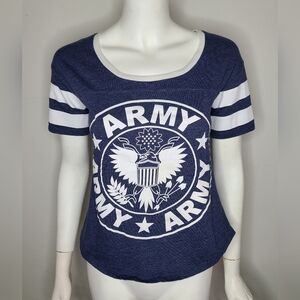 Mighty Fine Army Blue and White Graphic Tee